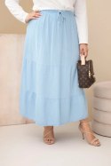 Spódnica damska Plus Size bawełniana muślinowa z falbaną i gumką niebieska