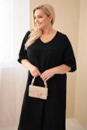 Sukienka damska Plus Size bawełniana muślinowa z dekoltem V czarna