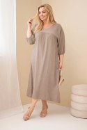 Sukienka damska Plus Size bawełniana muślinowa z dekoltem V fango