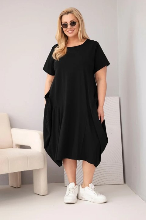 Sukienka damska Plus Size bawełniana z kieszeniami czarna