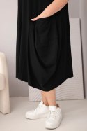 Sukienka damska Plus Size bawełniana z kieszeniami czarna