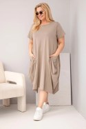 Sukienka damska Plus Size bawełniana z kieszeniami fango