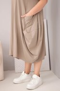 Sukienka damska Plus Size bawełniana z kieszeniami fango