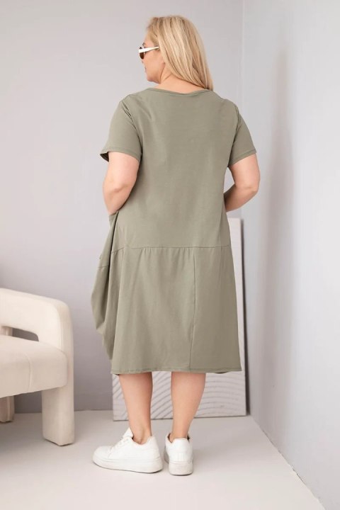 Sukienka damska Plus Size bawełniana z kieszeniami khaki