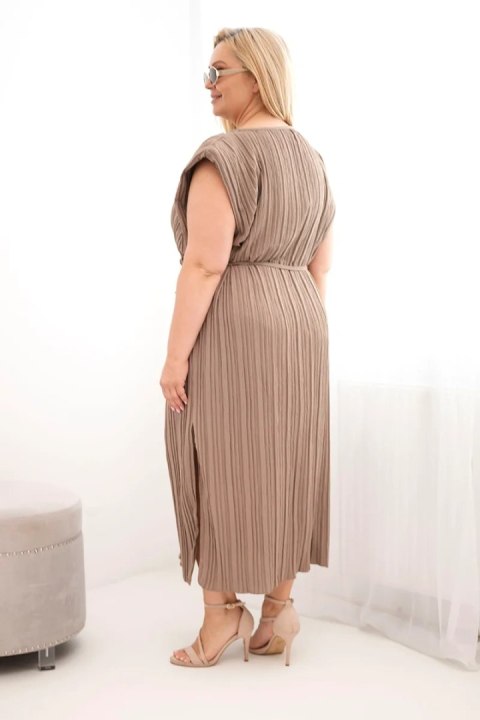 Sukienka damska Plus Size wiskozowa plisowana z wiązaniem fango
