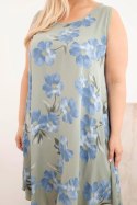 Sukienka damska Plus Size wiskozowa w kwiaty na ramiączkach khaki