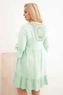 Sukienka damska Plus Size wiskozowa z ażurowym zdobieniem ciemno miętowa