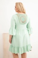 Sukienka damska Plus Size wiskozowa z ażurowym zdobieniem ciemno miętowa