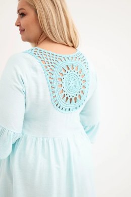 Sukienka damska Plus Size wiskozowa z ażurowym zdobieniem miętowa