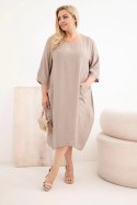 Sukienka damska Plus Size wiskozowa z kieszeniami krótki rękaw fango