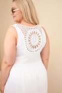 Sukienka damska Plus Size wiskozowa z koronką bez rękawów biała