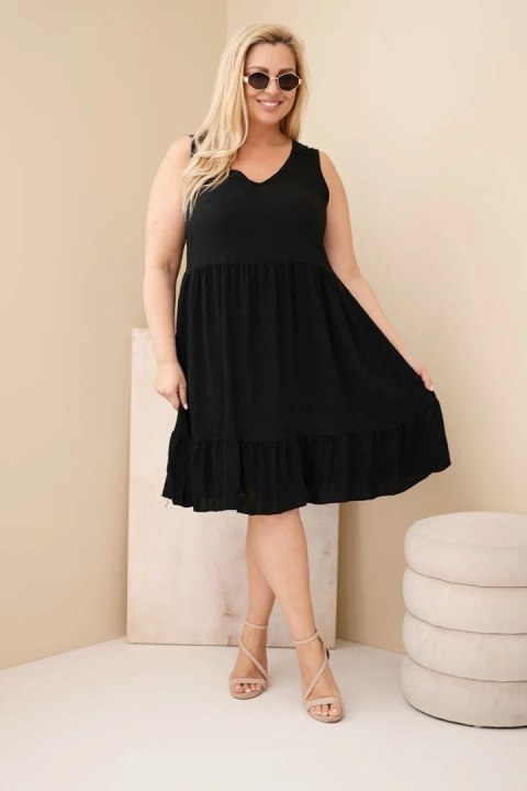 Sukienka damska Plus Size wiskozowa z koronką bez rękawów czarna