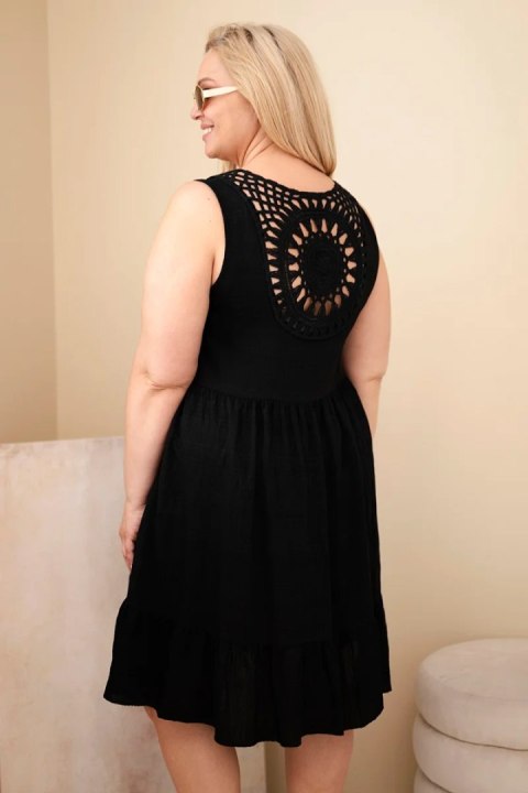 Sukienka damska Plus Size wiskozowa z koronką bez rękawów czarna