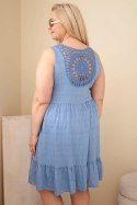 Sukienka damska Plus Size wiskozowa z koronką bez rękawów jeansowa