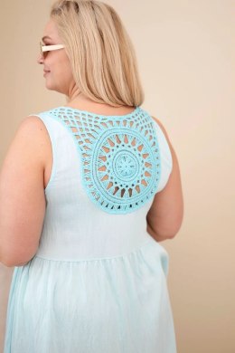 Sukienka damska Plus Size wiskozowa z koronką bez rękawów miętowa