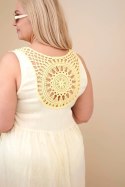 Sukienka damska Plus Size wiskozowa z koronką bez rękawów żółta