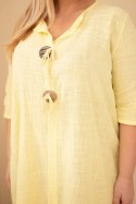 Sukienka damska bawełniana Plus Size z wiązaniem przy dekolcie żółta