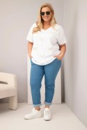 Bluzka damska bawełniana Plus Size z motylkami biała