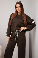 Komplet damski masełko bluza + spodnie brązowy