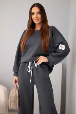 Komplet damski masełko bluza + spodnie grafitowy