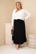 Spódnica damska Plus Size bawełniana muślinowa z falbaną i gumką czarna