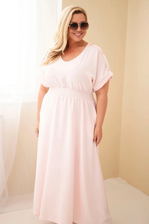 Sukienka damska Plus Size z marszczoną talią cukierkowy róż