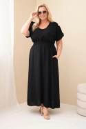 Sukienka damska Plus Size z marszczoną talią czarna