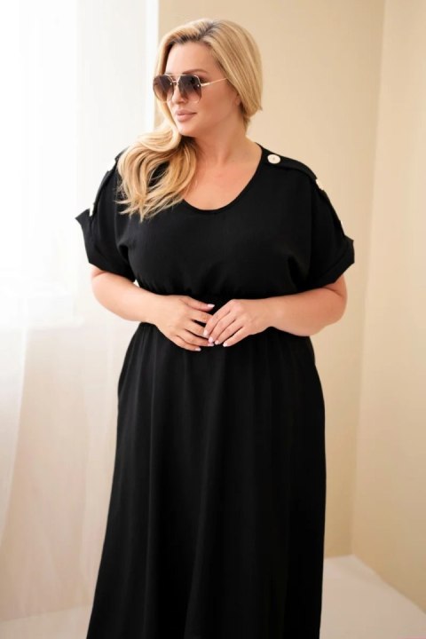 Sukienka damska Plus Size z marszczoną talią czarna