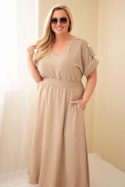 Sukienka damska Plus Size z marszczoną talią fango