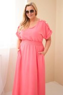 Sukienka damska Plus Size z marszczoną talią różowa