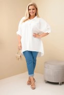 Koszula damska Plus Size bawełniana z guzikami i kołnierzem ecru