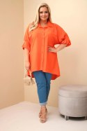 Koszula damska Plus Size bawełniana z guzikami i kołnierzem pomarańczowa