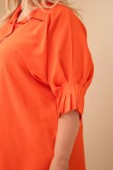 Koszula damska Plus Size bawełniana z guzikami i kołnierzem pomarańczowa