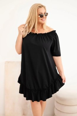 Sukienka damska Plus Size bawełniana z falbaną czarna