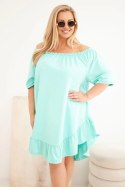 Sukienka damska Plus Size bawełniana z falbaną miętowa