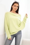 Sweter damski wiskozowy asymetryczny typu nietoperz pistacjowy