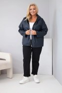 Kurtka damska Plus Size z kapturem i regulowanym dołem granatowa